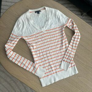 Tommy Hilfiger Orange and White Stripped Long Sleeve XS
